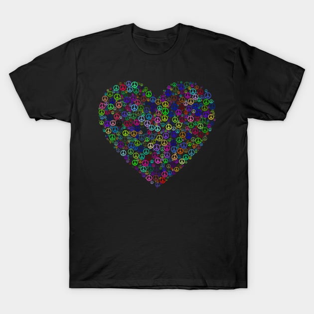 Peace And Love Peace Sign Heart T-Shirt by Flippin' Sweet Gear